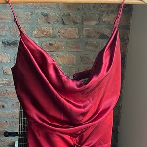 House of CB - Wine Satin Draped Corset Dress